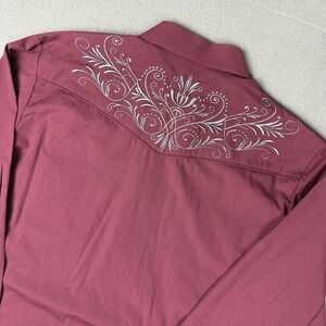 Roper Long Sleeve Snap Front Western Shirt Mens Large Burgundy Rodeo Long Sleeve